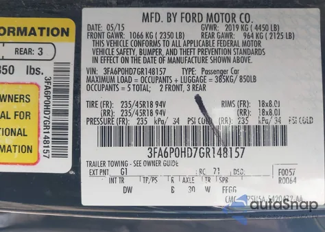 2016 Ford Fusion Se from USA, damaged, VIN 3FA6P0HD7GR148157